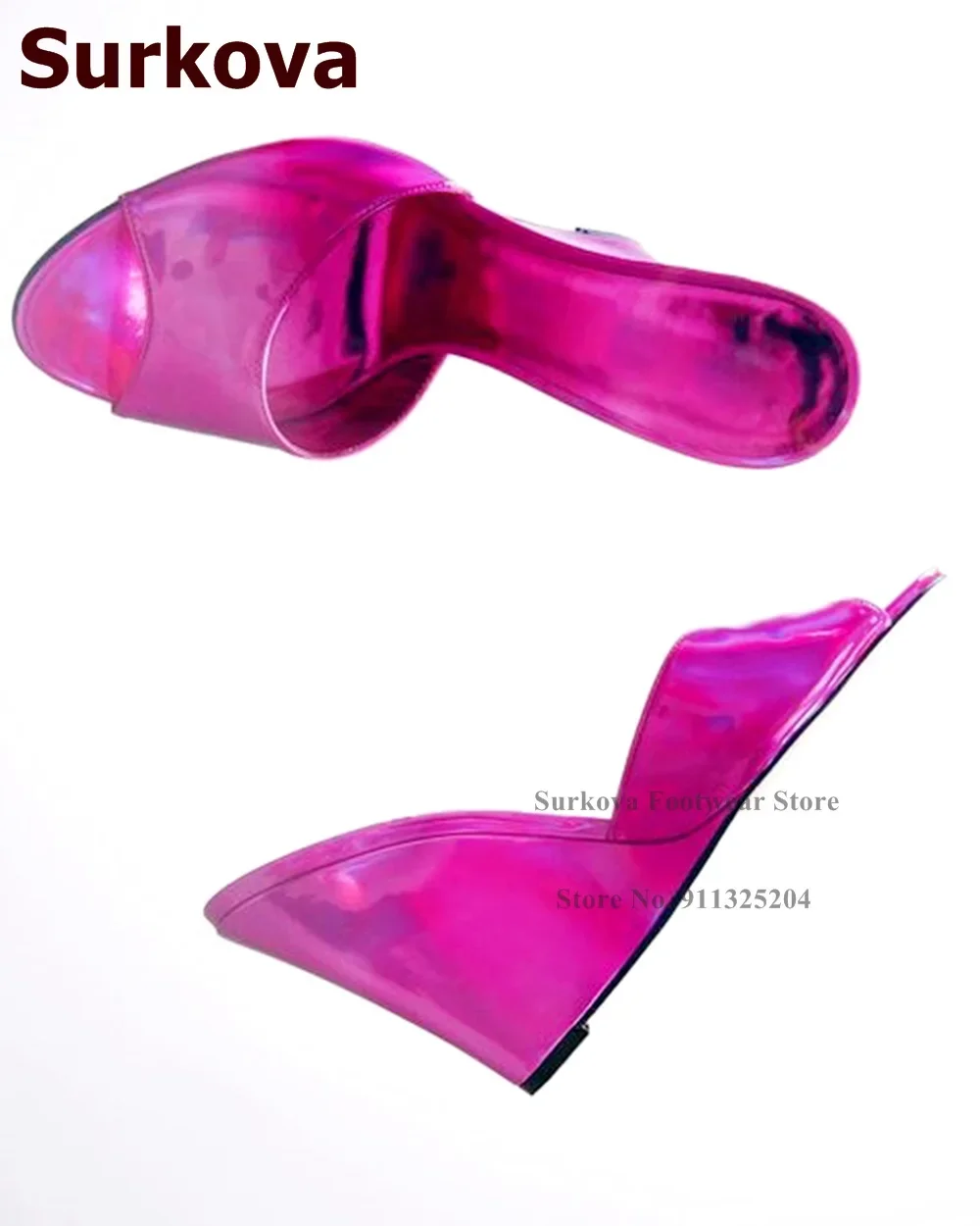 Women Shoes Size 7 - Surkova 홀로그램 무지개 빛깔 자홍색 핑크