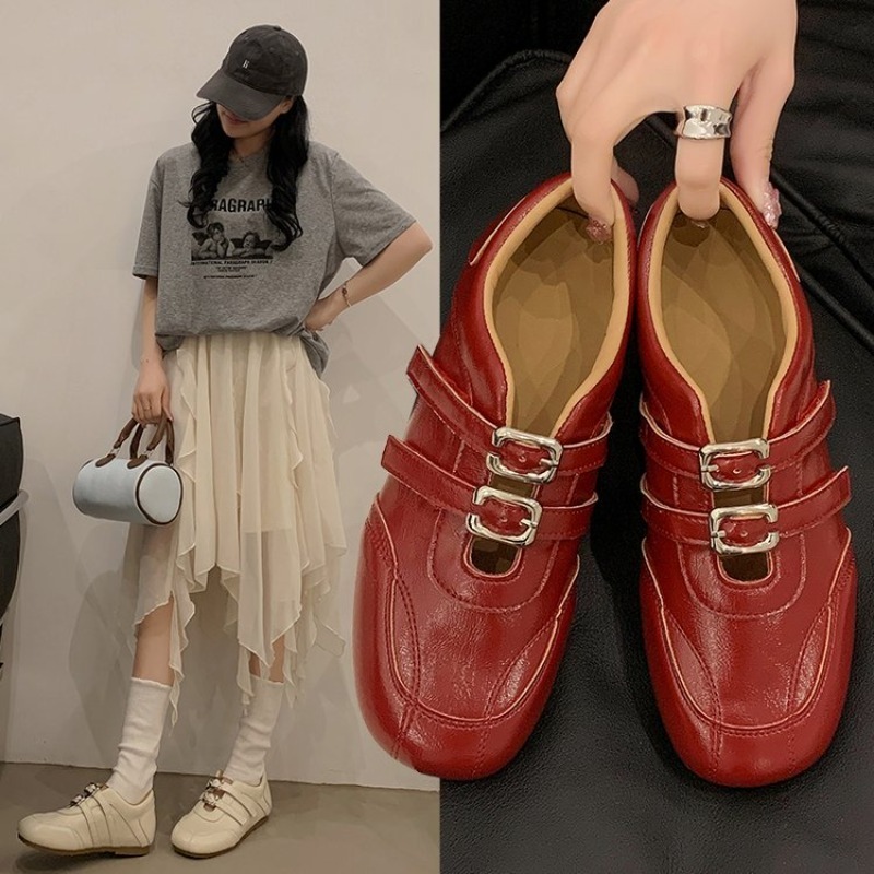 Loafer Flat Women - 여성용 패션 라운드 토 더블 메탈