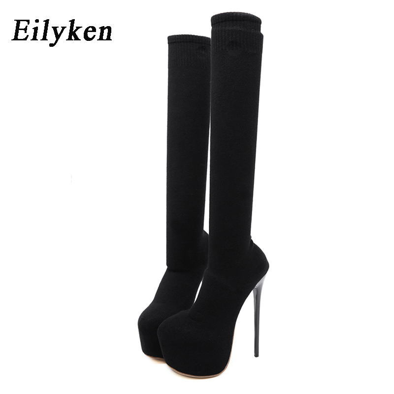 Sock Boot Women - Eilyken 여성용 플랫폼 힐, 무릎 위,