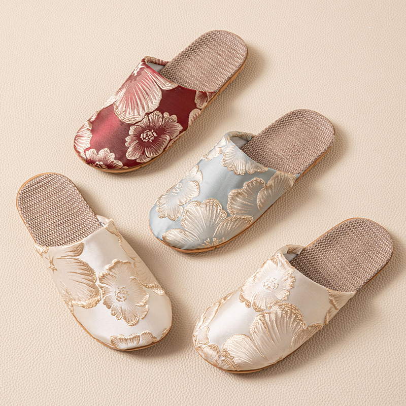 Women Shoes Mules - 실크 우아한 뮬 슬리퍼 여성 홈