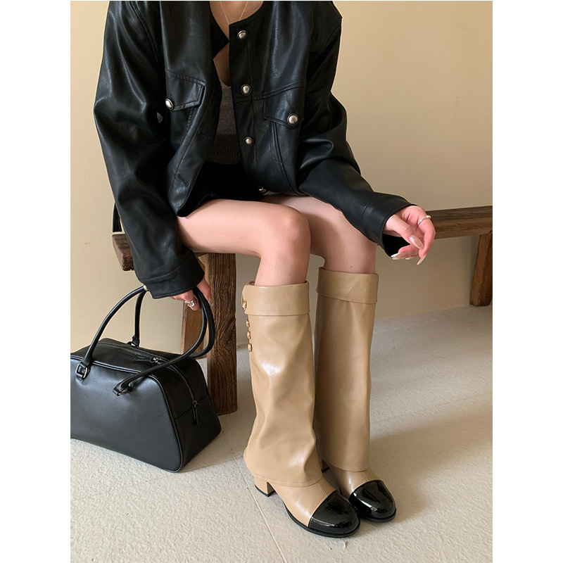 Sock Boot Women - 프렌치 스타일 작은 향기로운 라운드 토