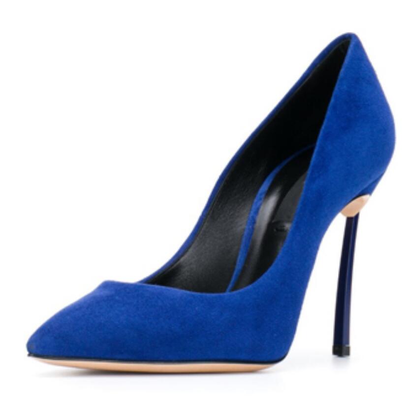 Court Heel Pointed - 여성용 뾰족코 블레이드 펌프스 메탈 하이힐