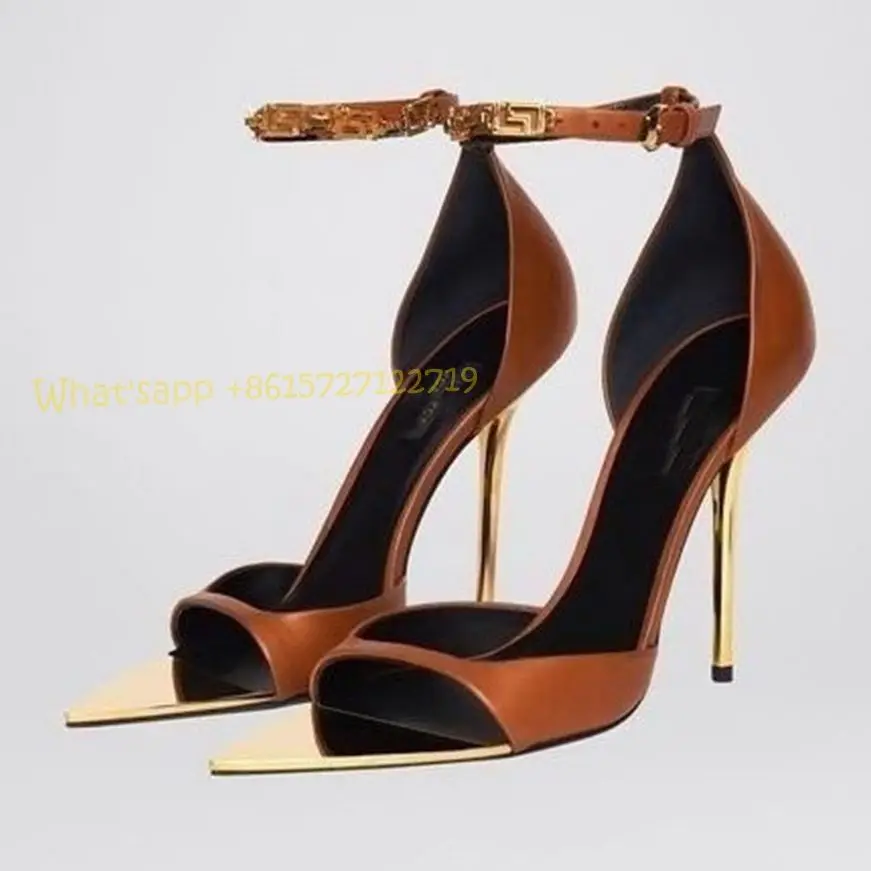 Women Shoes Luxury Brand - 여성용 커버 힐 실크 샌들, 황갈색