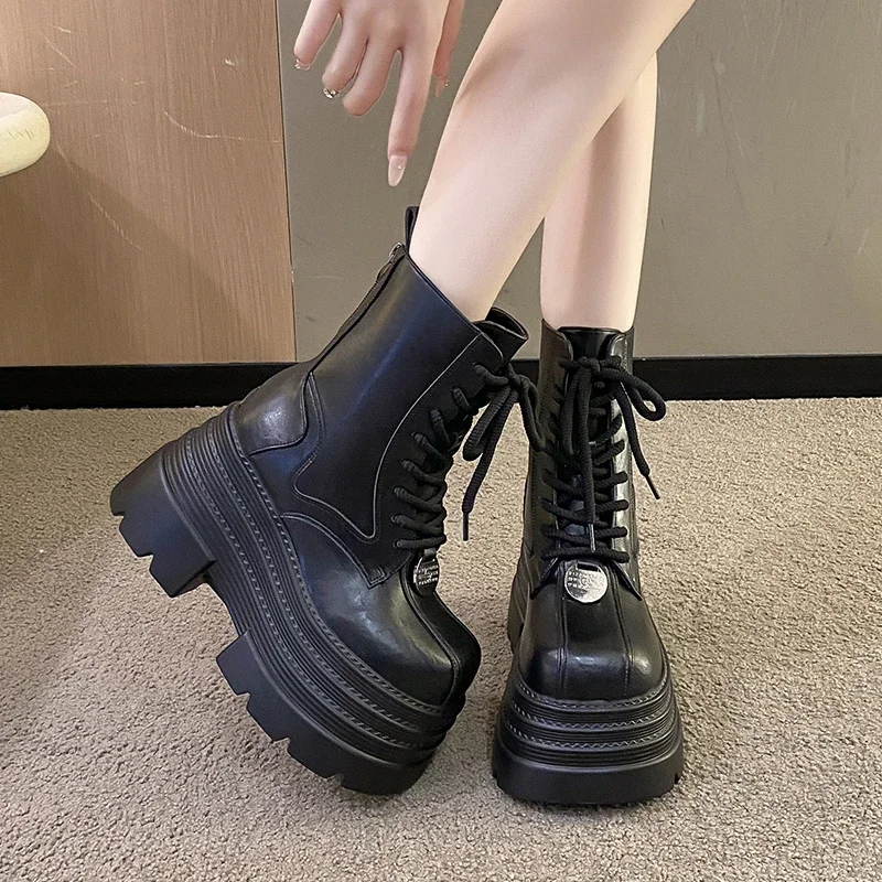 Women Shoes Luxury Brand - 여성 부츠 고딕 가죽 여성 부츠
