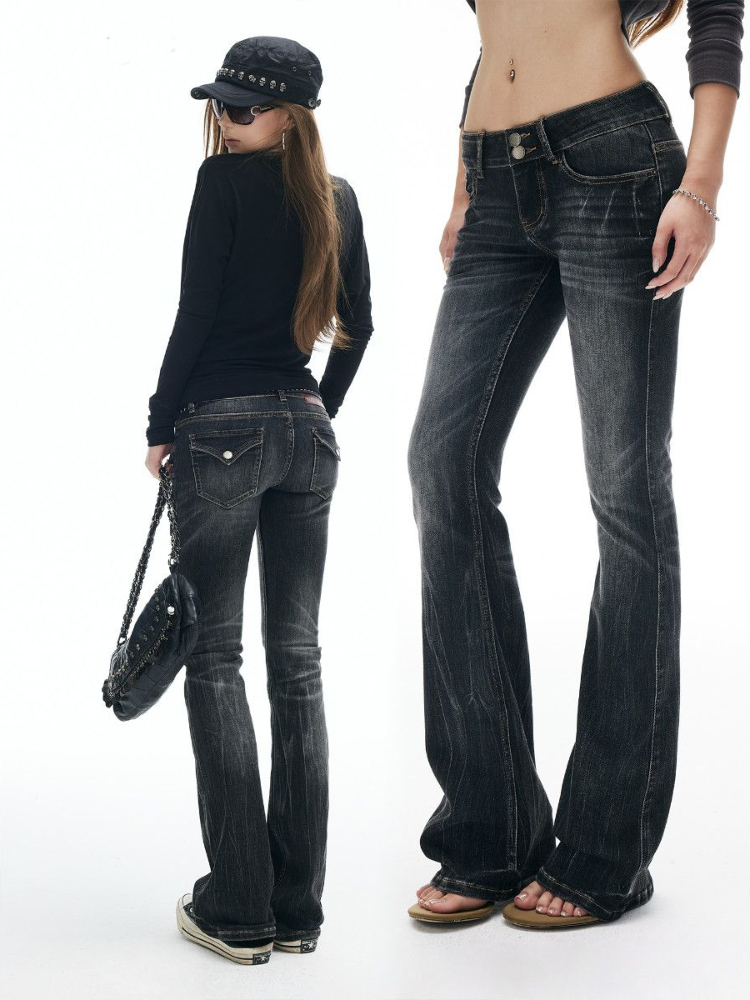 Women Shoes Jeans - 여성용 패션 텍스처 레트로 가을 신상