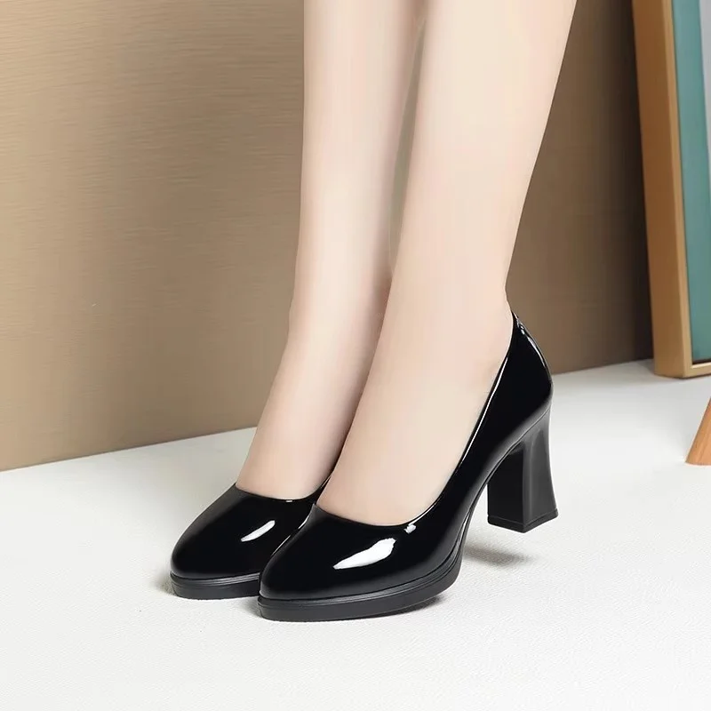 5cm 7cm 편안하고 통기성 좋은 얕은 밝은 가죽 신 - Court Heel Pointed 리뷰 및 가격