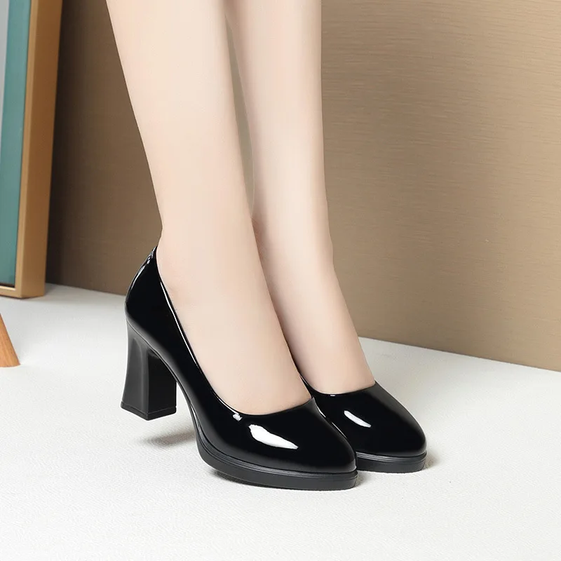 5cm 7cm 편안하고 통기성 좋은 얕은 밝은 가죽 신 - Court Heel Pointed 리뷰 및 가격