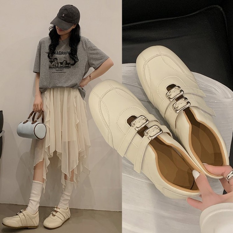 여성용 패션 라운드 토 더블 메탈 버클 플랫 로퍼 부드 - Loafer Flat Women 리뷰 및 가격