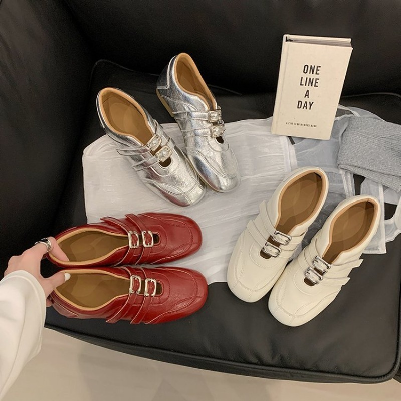 여성용 패션 라운드 토 더블 메탈 버클 플랫 로퍼 부드 - Loafer Flat Women 리뷰 및 가격