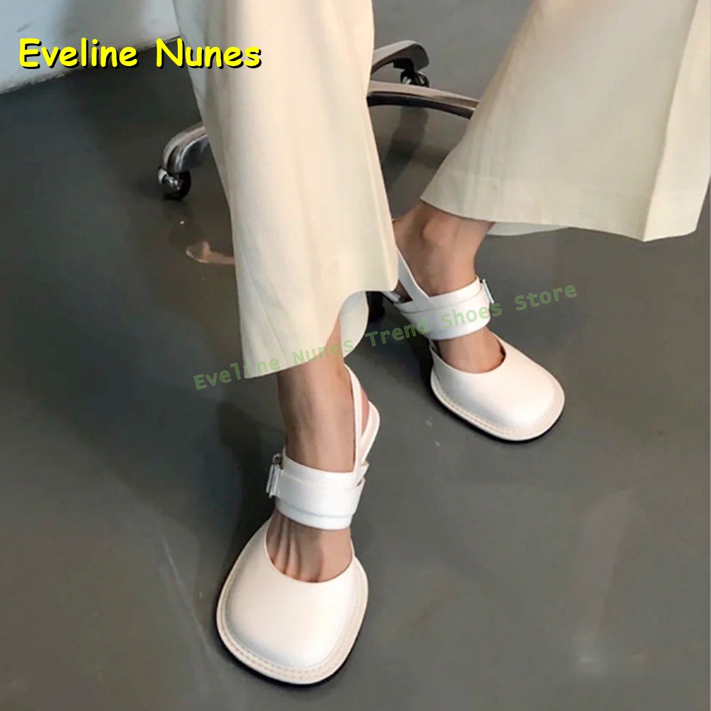 여성용 블랙 스퀘어 토 버클 슬링백 뮬 힐 두꺼운 밑창 - Mule Slip On 리뷰 및 가격