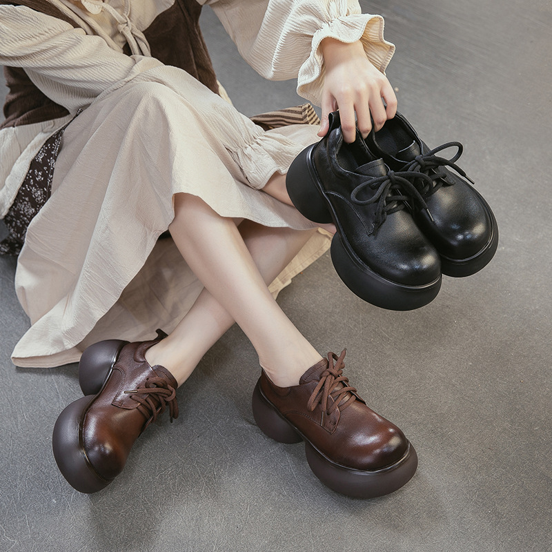 7cm 굽 여성 웨지 옥스포드 슈즈 고급 천연 가죽 2 - Women Shoes Size 7 리뷰 및 가격