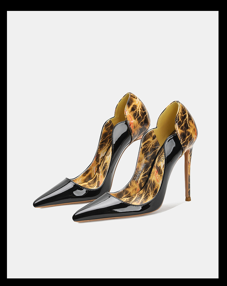 일렉트릭 라이트닝 레오파드 스틸레토 펌프스 여성용 섹시 - Court Heel Pointed 리뷰 및 가격