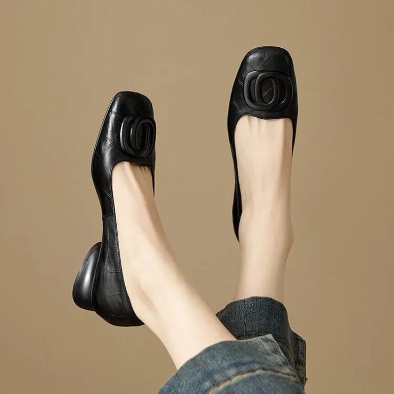 프랑스 스타일 여성 펌프스 가죽 신발 여성용 스퀘어 토 - Women Shoes Heels 리뷰 및 가격