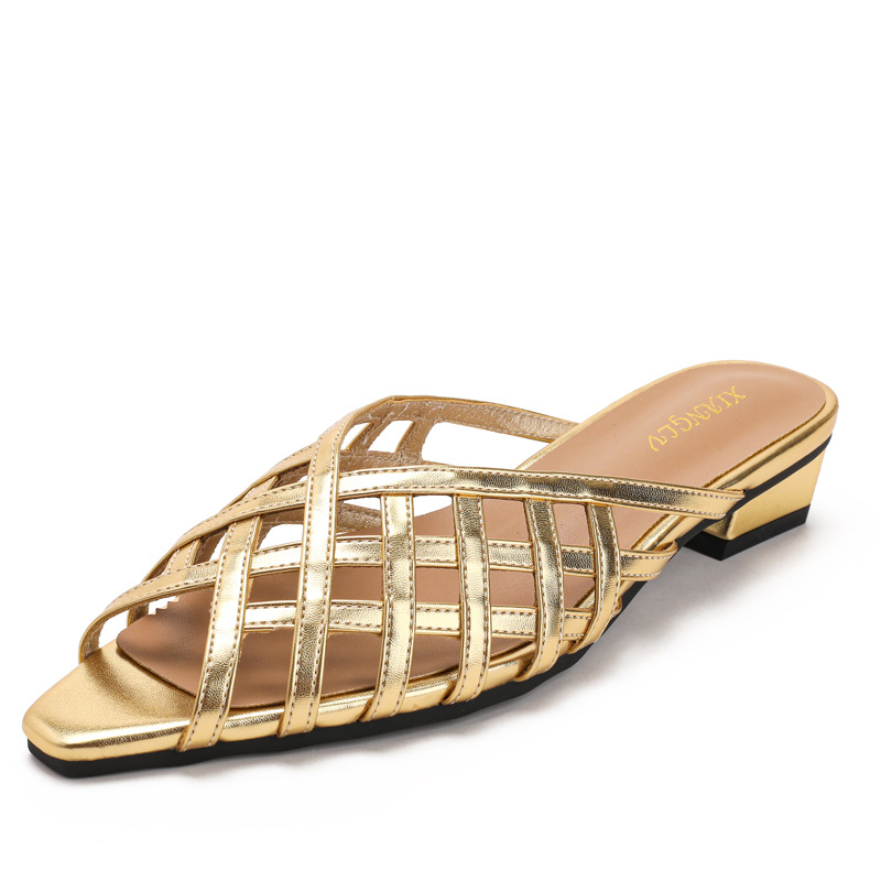 3cm 낮은 굽의 여성용 샌들, 사각형 앞코, 속이 빈 - Women Shoes Mules 리뷰 및 가격