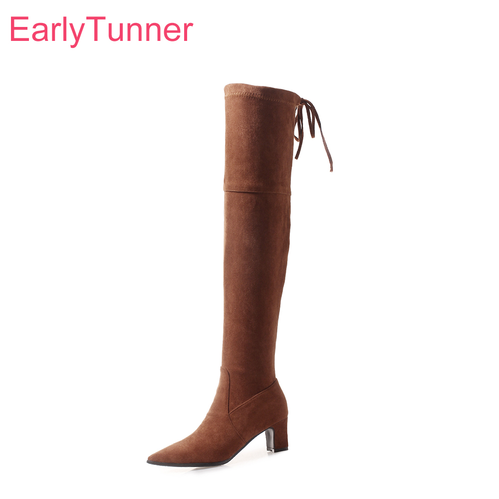 새로운 겨울 따뜻한 노란색 검정색 여성용 허벅지까지 오 - Women'S Shoes In Size 12 리뷰 및 가격