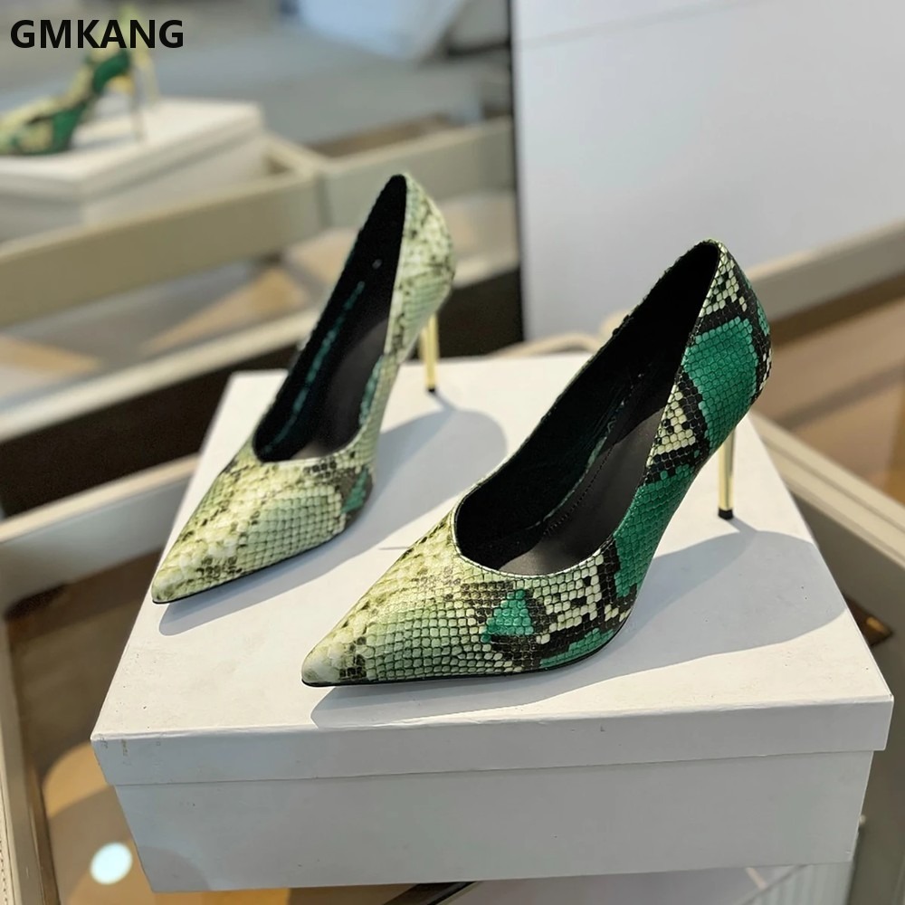 여성용 스네이크 프린트 포인티드 토 로우힐 펌프스, 가 - Court Heel Pointed 리뷰 및 가격
