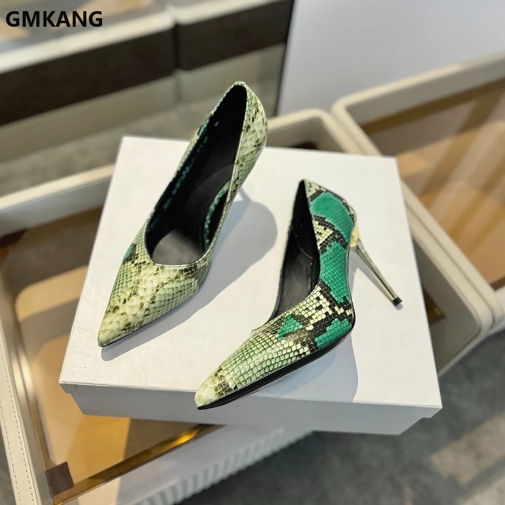 여성용 스네이크 프린트 포인티드 토 로우힐 펌프스, 가 - Court Heel Pointed 리뷰 및 가격