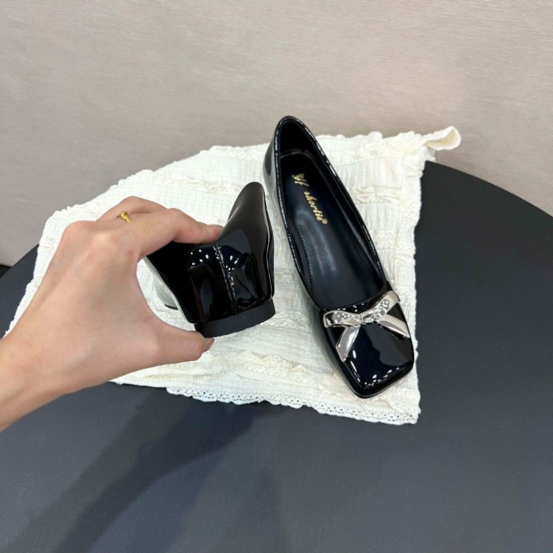 아트 스타일 보우 플랫 슈즈 여성용 샤 뉴 스퀘어 토  - Loafer Flat Women 리뷰 및 가격