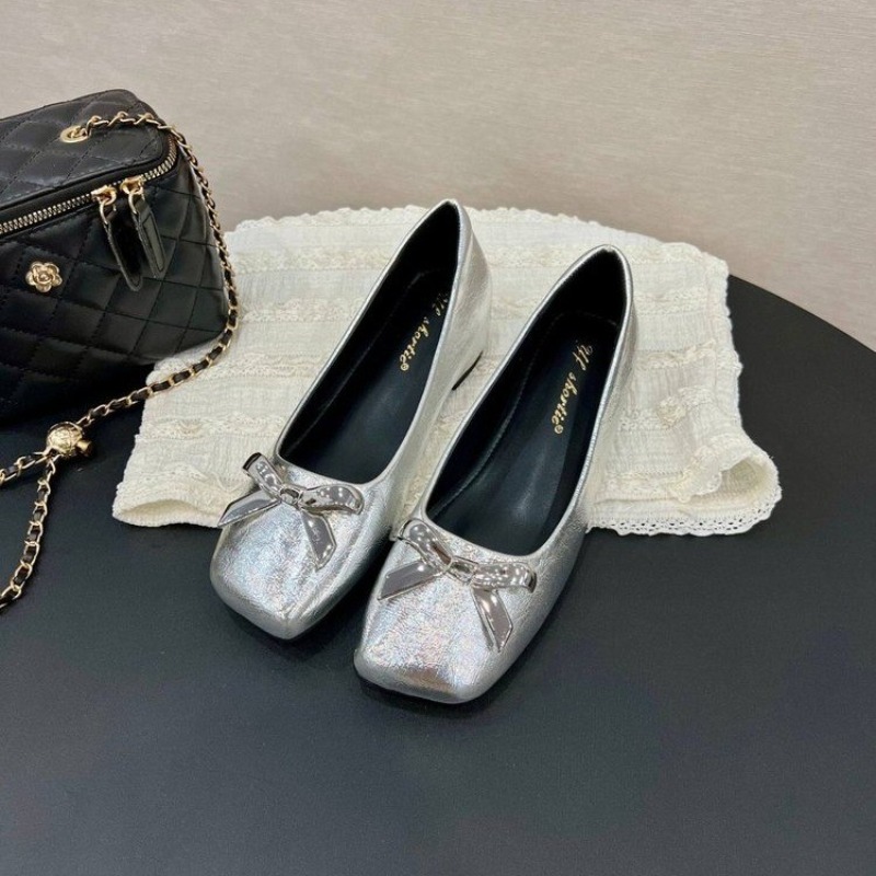 아트 스타일 보우 플랫 슈즈 여성용 샤 뉴 스퀘어 토  - Loafer Flat Women 리뷰 및 가격