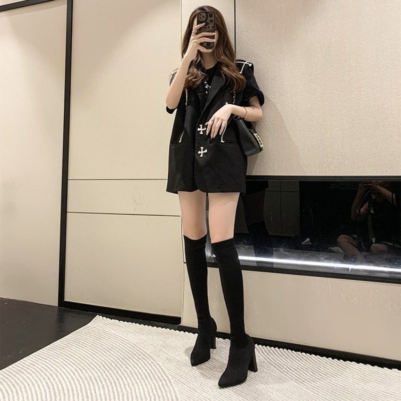 여성용 오버니 부츠 포인티드 토 스트레치 삭스 디자인  - Sock Boot Women 리뷰 및 가격