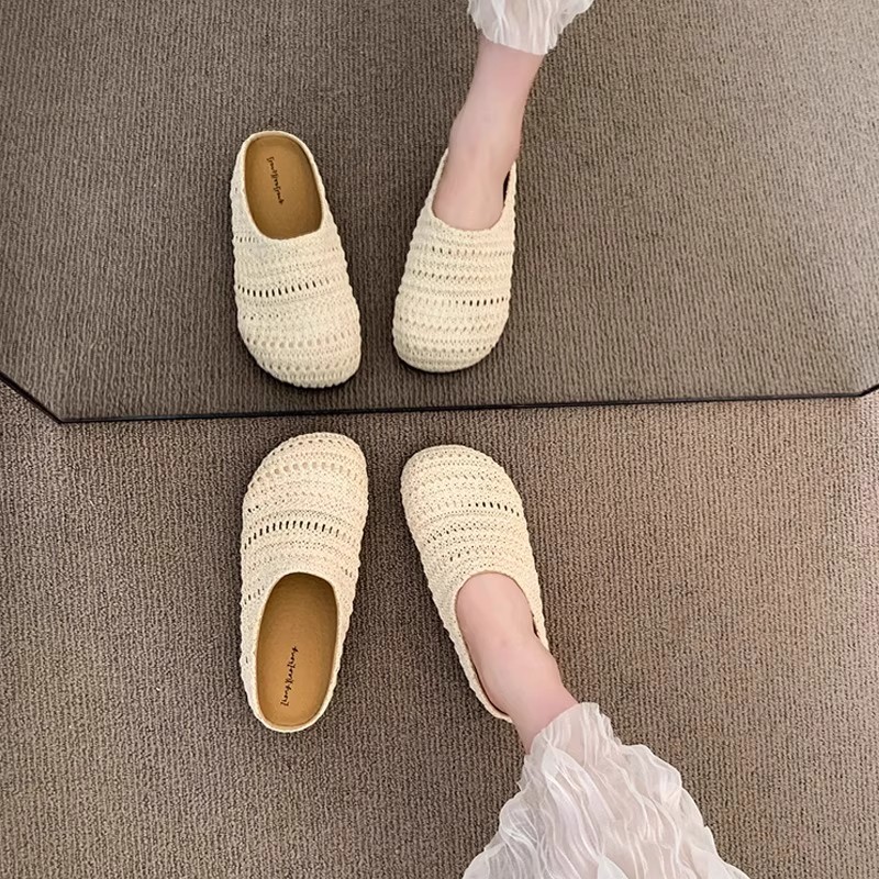 여성 라피아 짠 밑창 슬리퍼 여름 통기성 메쉬 폐쇄형  - Women Shoes Mules 리뷰 및 가격