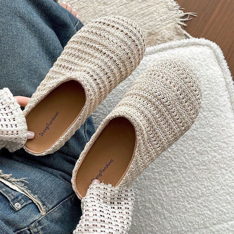 여성 라피아 짠 밑창 슬리퍼 여름 통기성 메쉬 폐쇄형  - Women Shoes Mules 리뷰 및 가격
