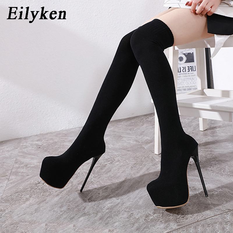Eilyken 여성용 플랫폼 스트레치 원단, 무릎 위  - Sock Boot Women 리뷰 및 가격