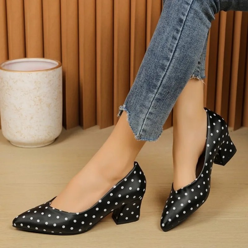 여성용 펌프스 포인티드 토 미드 블록 힐 슬립온 드레스 - Court Heel Pointed 리뷰 및 가격