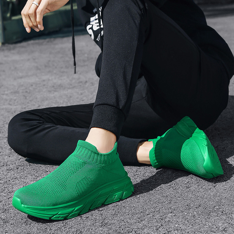 남성용 패션 녹색 양말 운동화, 통기성 슬립온 조깅화, - Women Shoes Qc 리뷰 및 가격