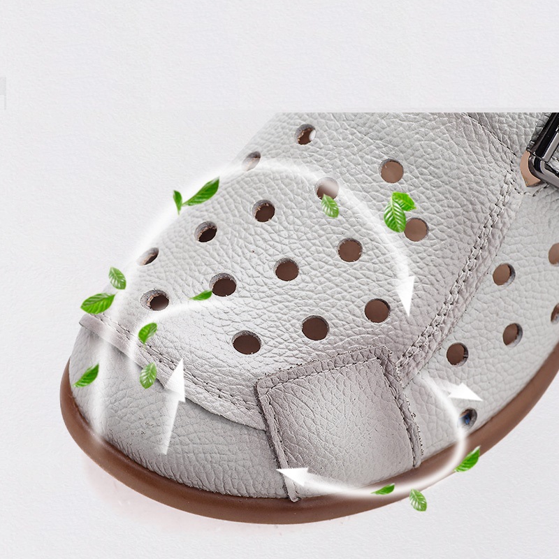 새로운 소가죽 로우힐 샌들 여성용 속이 빈 뮬 슈즈 여 - Women Shoes Mules 리뷰 및 가격