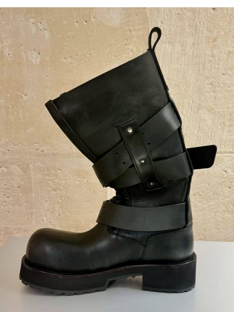 벨트 버클 블랙 가죽 오토바이 부츠 파리 패션 업턴드  - Women'S Shoes Paris 리뷰 및 가격