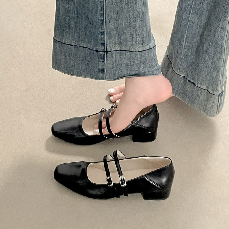 스퀘어 토 로우힐 여성용 실버 메리 제인 슈즈 패션 우 - Women Shoes Heels 리뷰 및 가격