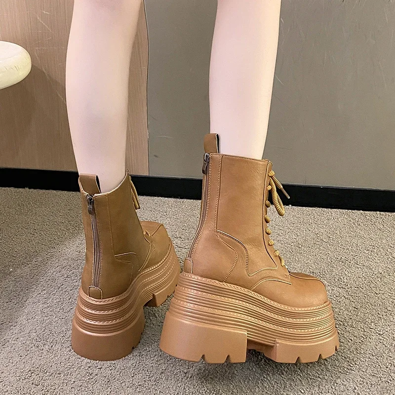여성 부츠 고딕 가죽 여성 부츠 펑크 플랫폼 오토바이  - Women Shoes Luxury Brand 리뷰 및 가격