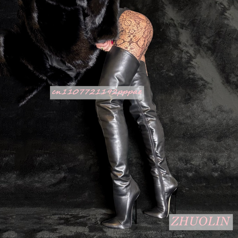 블랙 매트 오버 더 니 부츠 뾰족한 발가락 울트라 하이 - Sock Boot Women 리뷰 및 가격