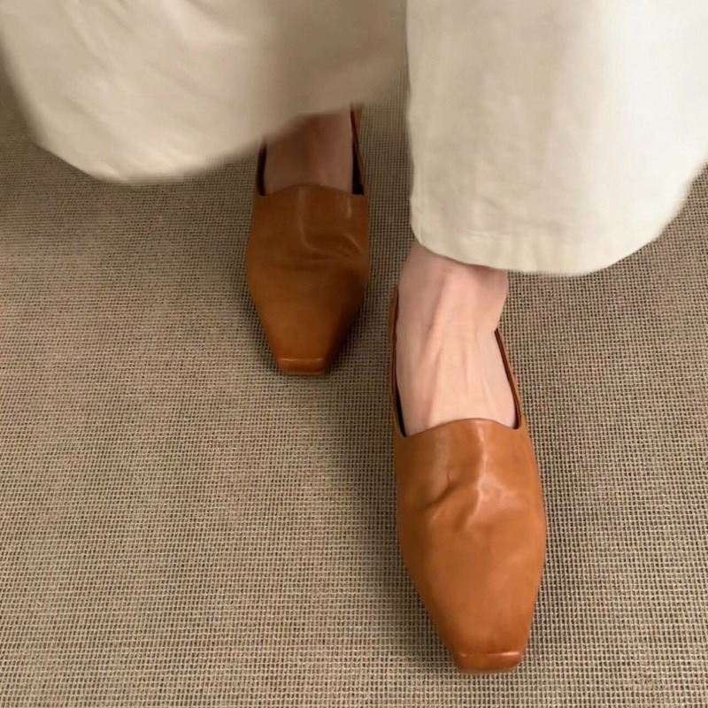 레트로 플랫 로퍼 여성용 슬립온 브리티시 스타일 스퀘어 - Loafer Flat Women 리뷰 및 가격
